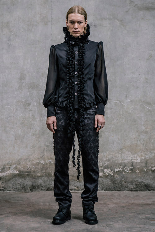 Jacquard Trousers with Side Disc Accents and Back Lacing