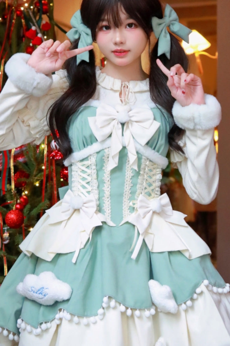 Charming Layered Bow Autumn Winter Princess JSK - Sweet Lolita 3 Shades
