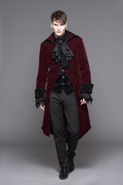 Ruby Two-Piece Velvet Gothic Overcoat with Party Flair