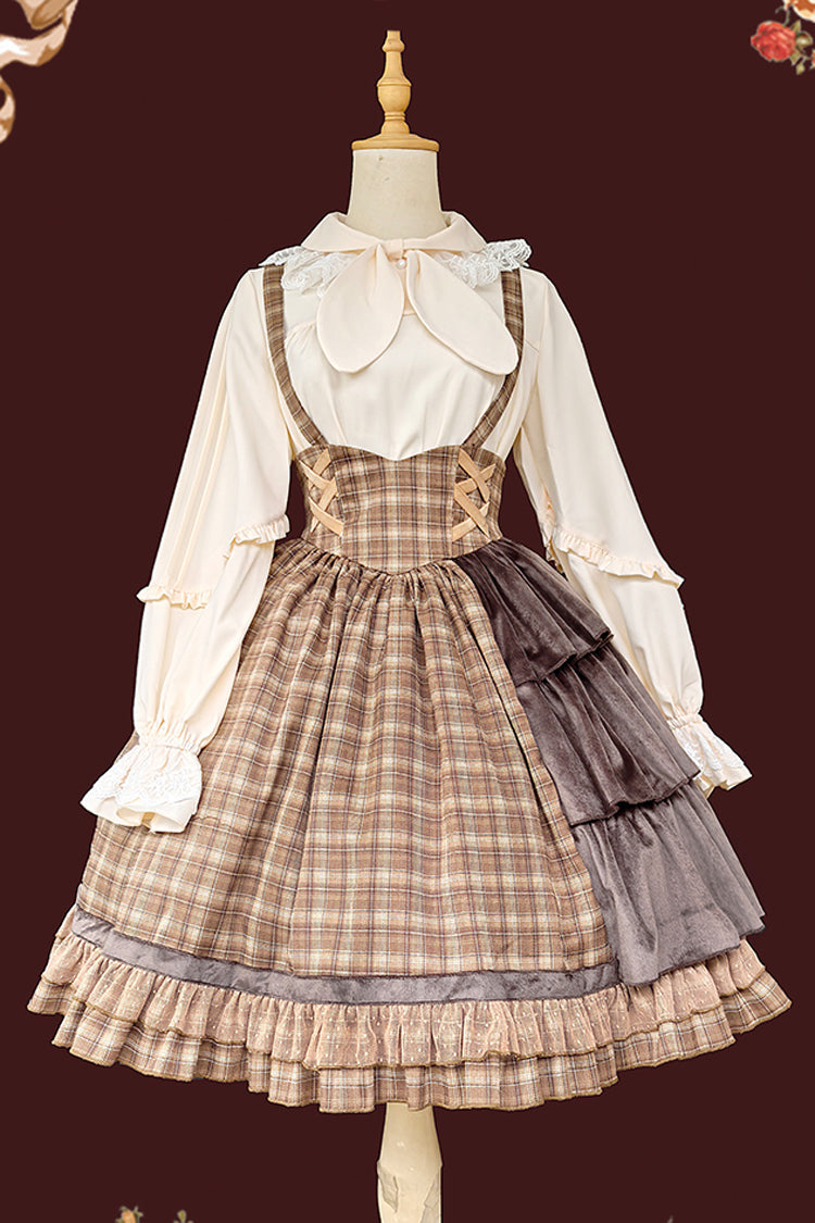 Chocolate High Waist Asymmetric Ruffle Strap Dress - Morning Tune