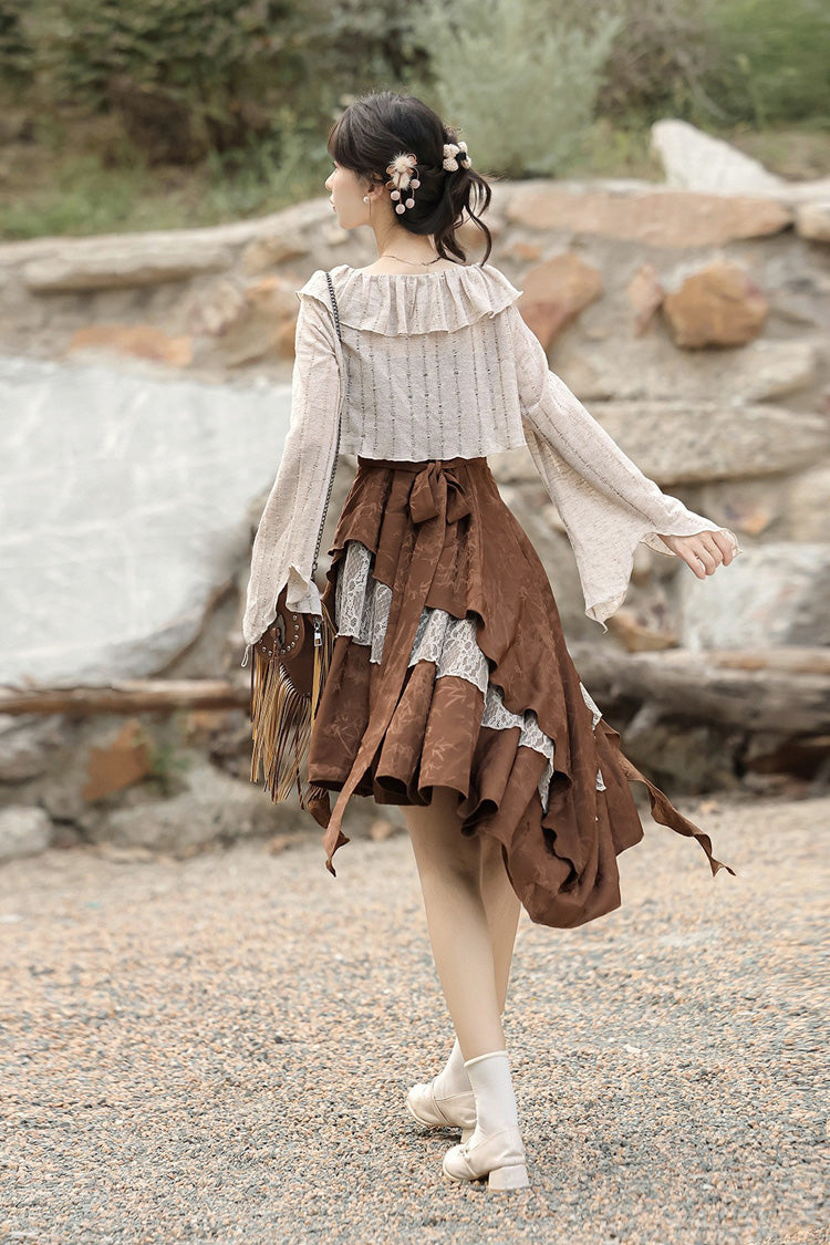 Chocolate Printed Asymmetric Punk JSK Set - Dune Traveler