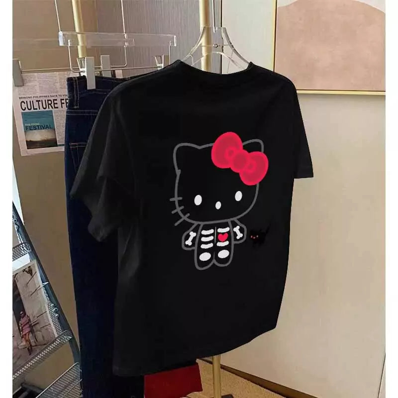 T-shirt squelette de chat