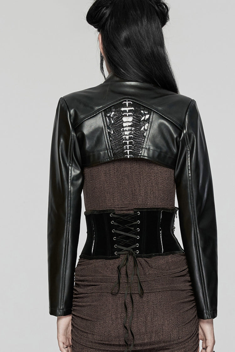 Lace-Up Skeleton Motif Underbust Corset for Women
