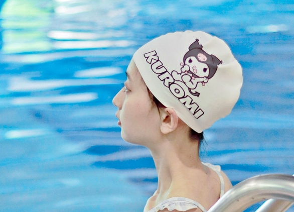 White Cartoon Swimming Cap