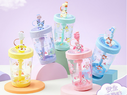 Cartoon Straw Cup with Strap 535ml