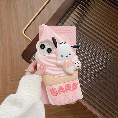 Coque de téléphone à motif de crème glacée Pink Kitty