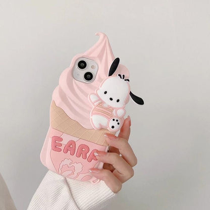 Coque de téléphone à motif de crème glacée Pink Kitty