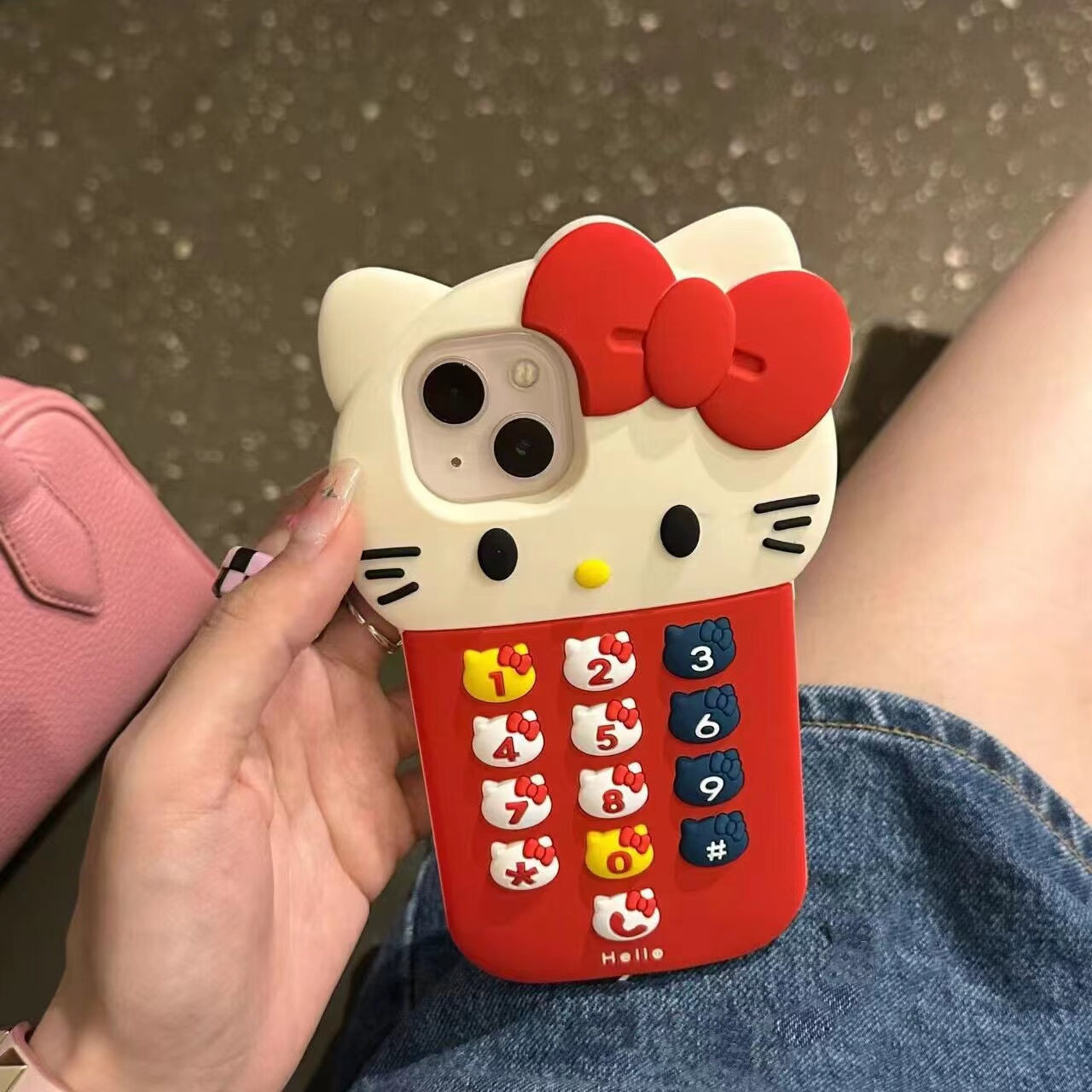 Coque de téléphone à bouton Red Kitty