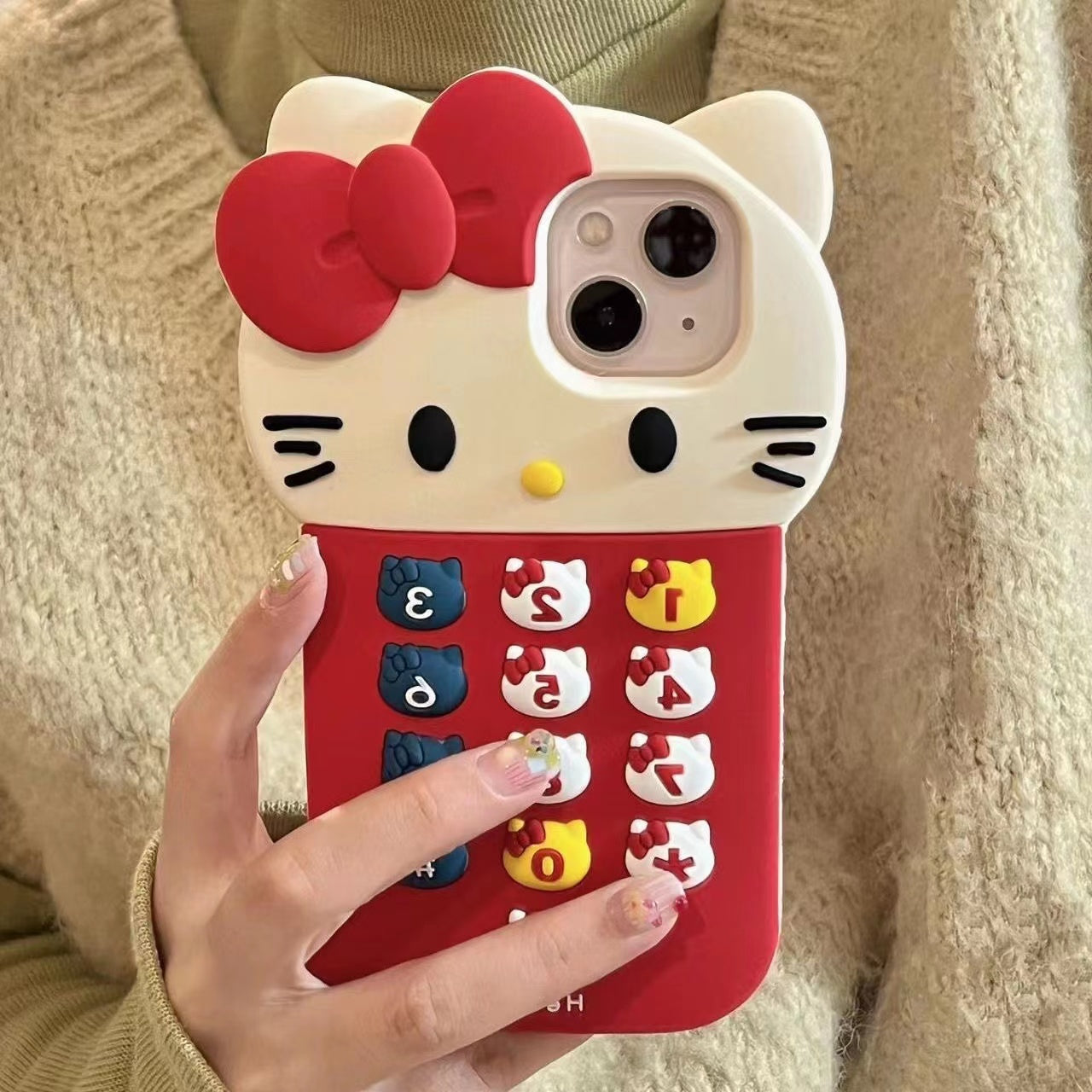 Coque de téléphone à bouton Red Kitty