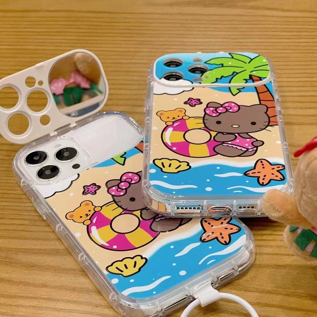 Coque de téléphone avec motif de natation Kitty Hawaii