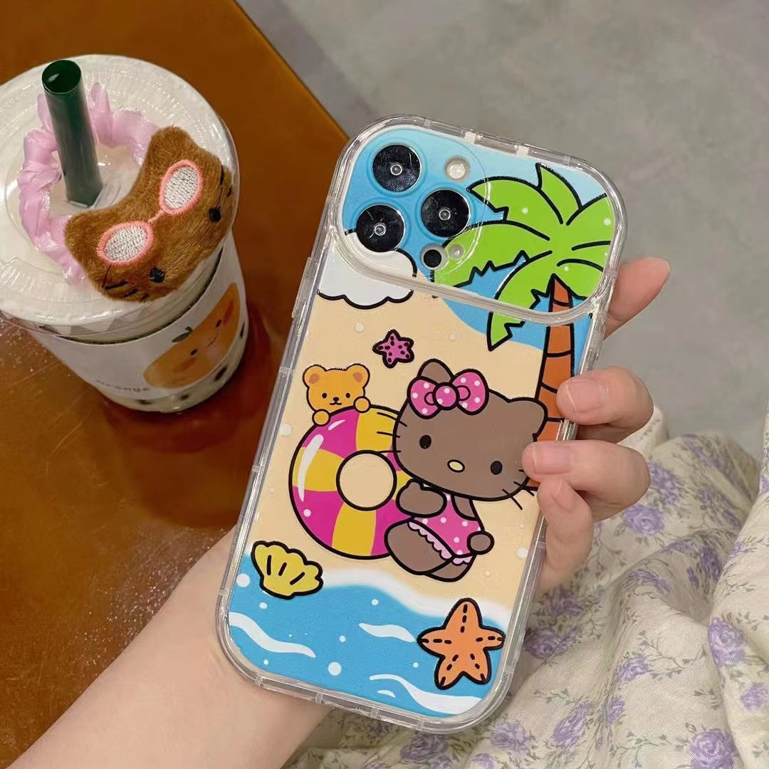 Coque de téléphone avec motif de natation Kitty Hawaii