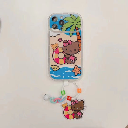 Coque de téléphone avec motif de natation Kitty Hawaii