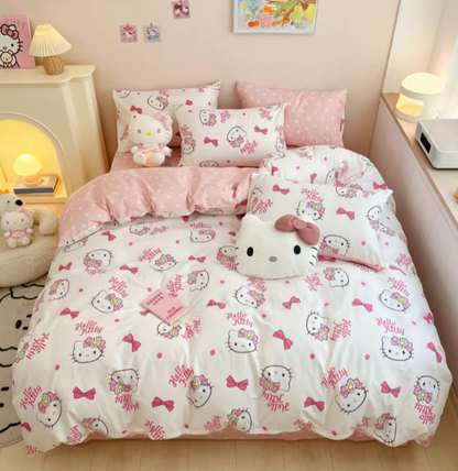 Kitty Cotton Bedding Sheet Bow Design