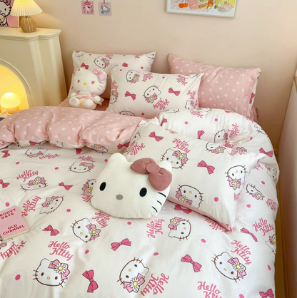 Kitty Cotton Bedding Sheet Bow Design