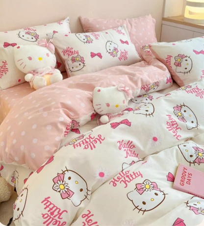 Kitty Cotton Bedding Sheet Bow Design