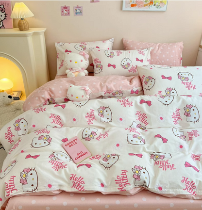 Kitty Cotton Bedding Sheet Bow Design