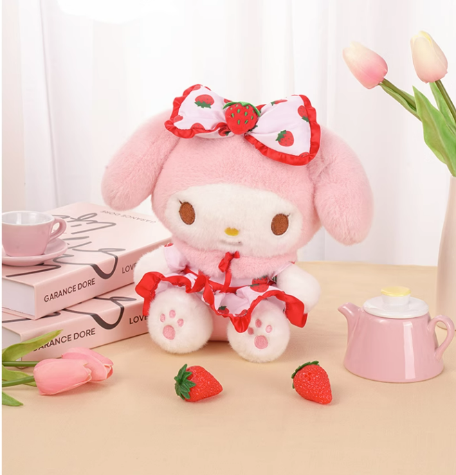 Jouet en peluche en forme de nœud aux fraises de 20 cm