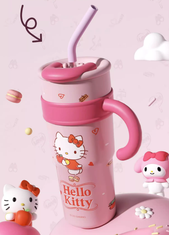 Cute Straw Stainless Vacuum Bottle