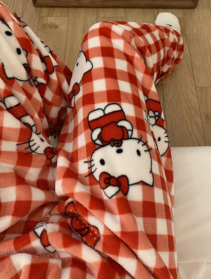 Flauschige Pyjamahose mit Kätzchenmotiv