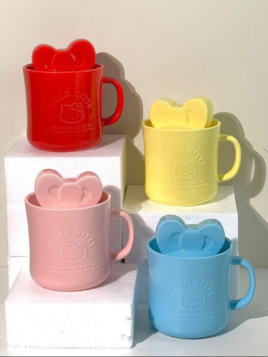 Keramiktasse mit Katzenschleife, 500 ml