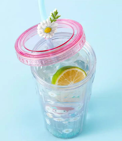 420ml Cartoon Flower Straw Cup