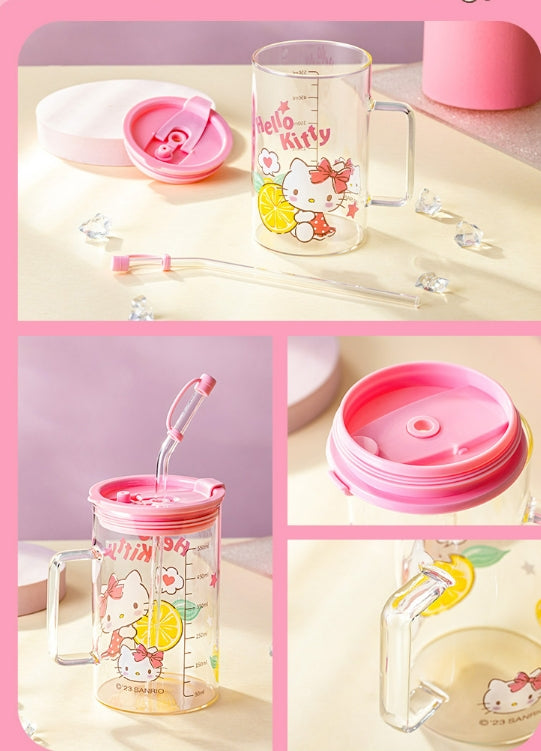 700ml Glass Straw Lid Glass Cup