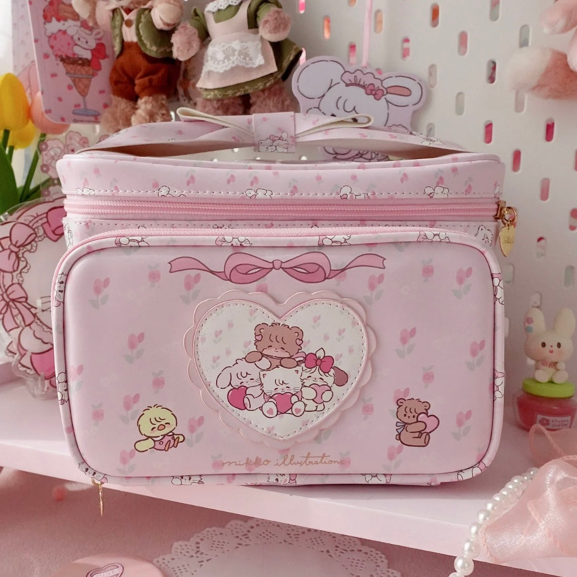 Trousse de maquillage multicouche Kawaii Mikko