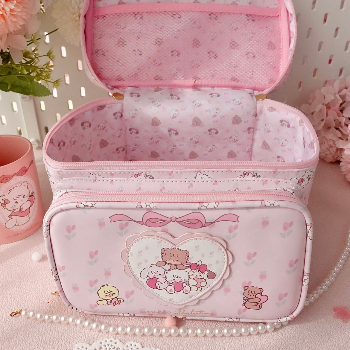 Trousse de maquillage multicouche Kawaii Mikko