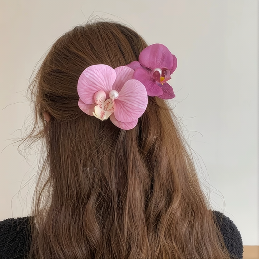 Butterfly Orchid Flower Pearl Hair Clip