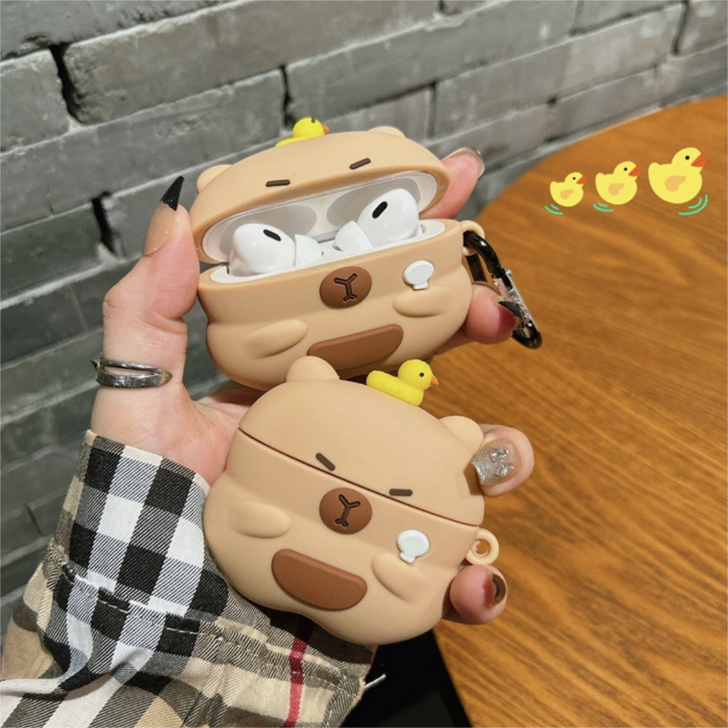 Étui pour écouteurs en silicone Kawaii Capybara