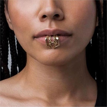 Y2K Pattern Stackable Non Piercing Lip Cuff Set