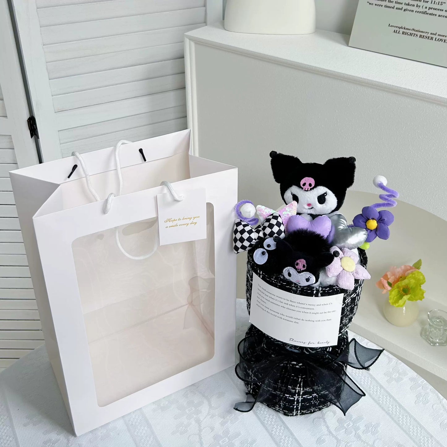 Bouquet de fleurs en peluche Kawaii