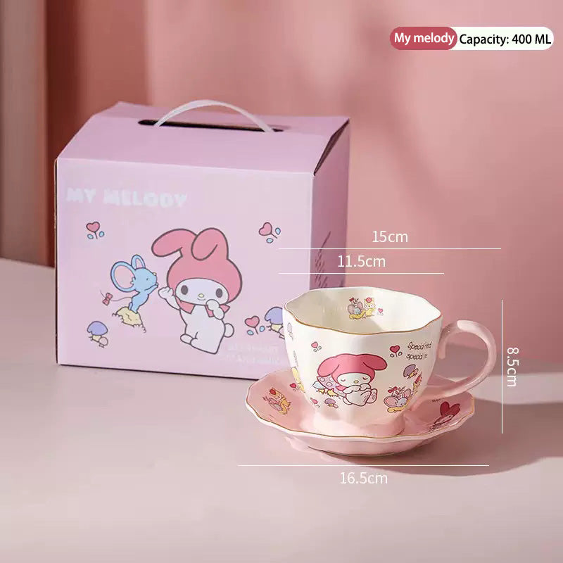 400ml Cute Coffee Cup and Saucer