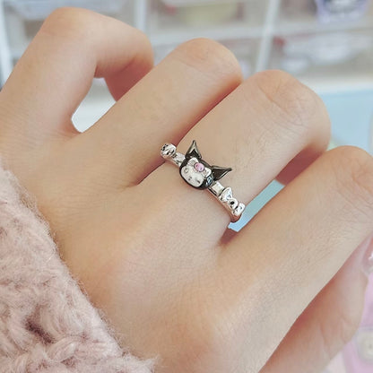 Kawaii Silber Emaille Kuro Ring