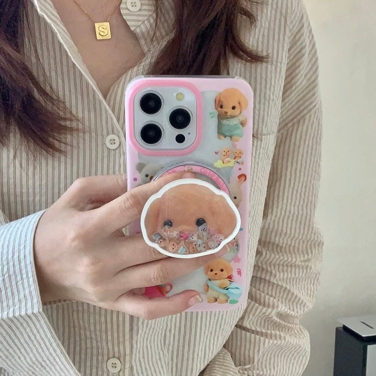 Cute Puppy Shaker Magnetic Stand iPhone Case