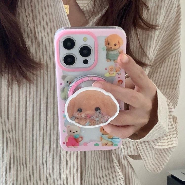 Cute Puppy Shaker Magnetic Stand iPhone Case