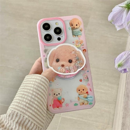 Étui pour iPhone avec support magnétique et motif chiot mignon