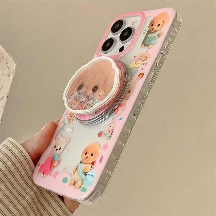 Cute Puppy Shaker Magnetic Stand iPhone Case