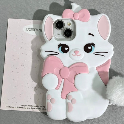 Coque iPhone en silicone avec accessoires en peluche et motif chaton Marie