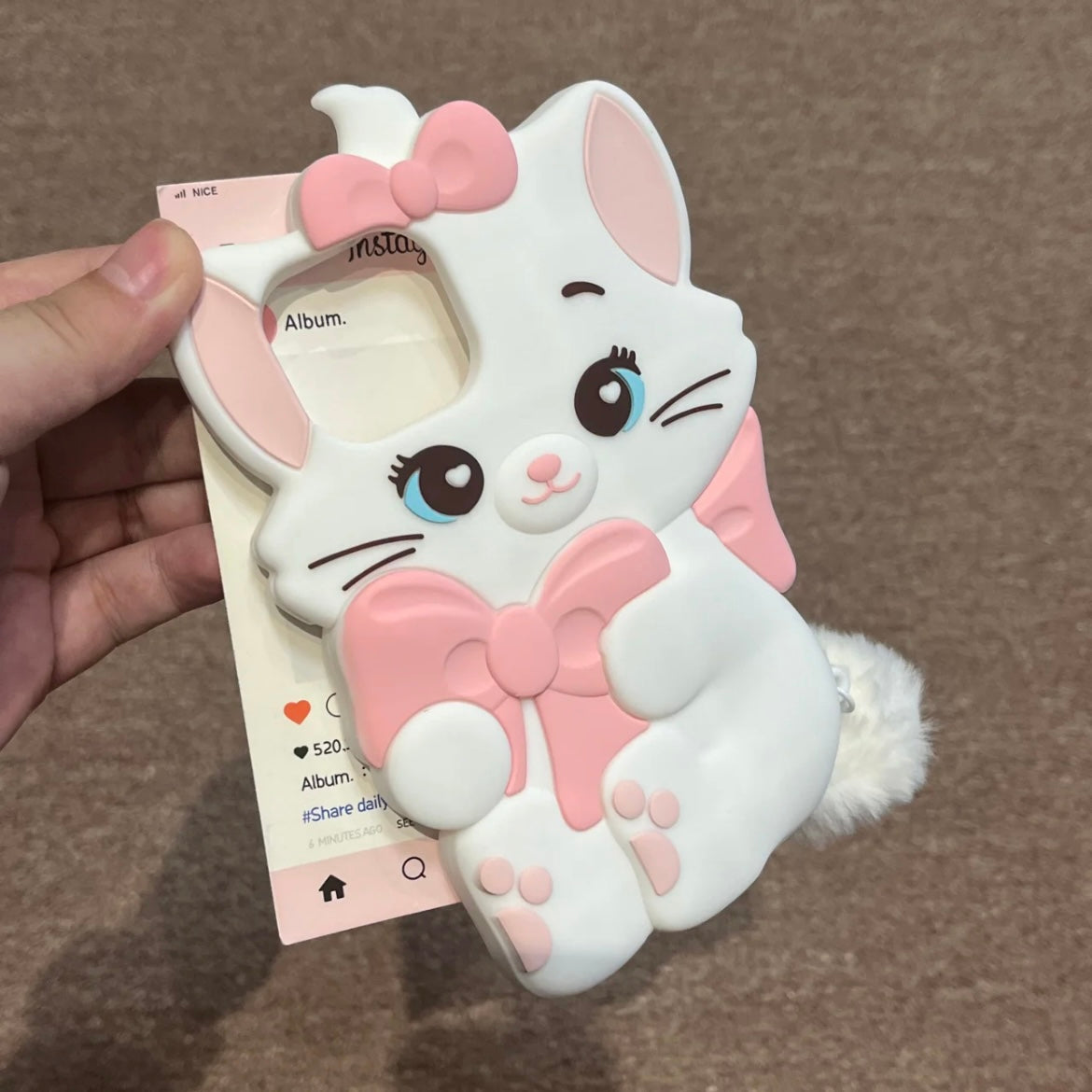 Cute Marie Kitten Silicone iPhone Case With Plush Accessories