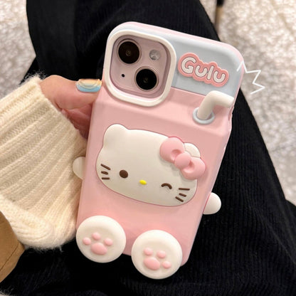 Coque iPhone en silicone AH701 avec motif de chaton mignon Melo Milk