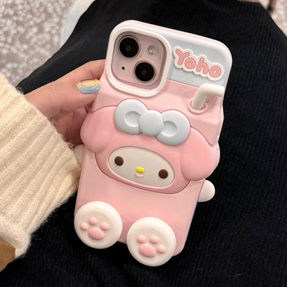 Coque iPhone en silicone AH701 avec motif de chaton mignon Melo Milk