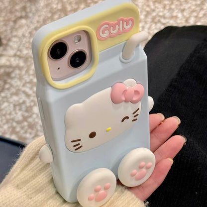 Coque iPhone en silicone AH701 avec motif de chaton mignon Melo Milk