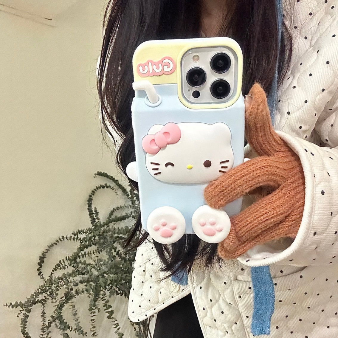 Cute Kitty Melo Milk Silicone iPhone Case AH701