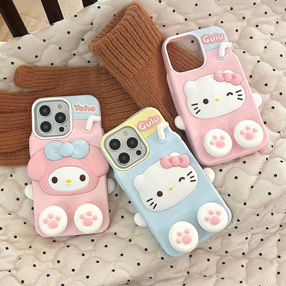 Coque iPhone en silicone AH701 avec motif de chaton mignon Melo Milk