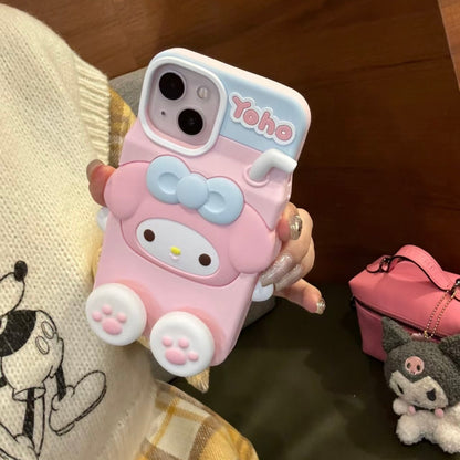 Coque iPhone en silicone AH701 avec motif de chaton mignon Melo Milk