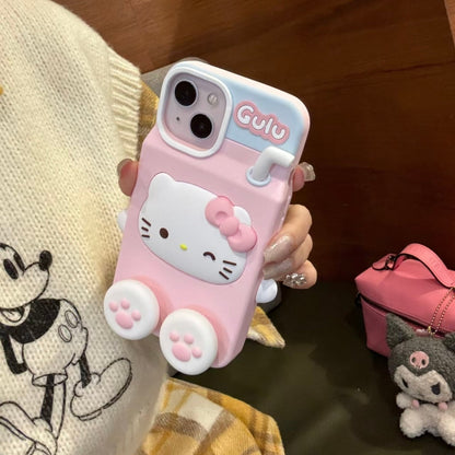 Coque iPhone en silicone AH701 avec motif de chaton mignon Melo Milk