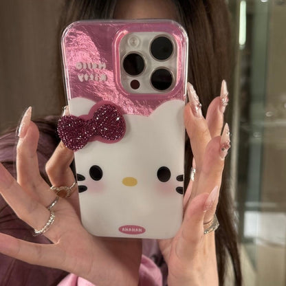 Coque de téléphone chic avec nœud papillon et strass rose