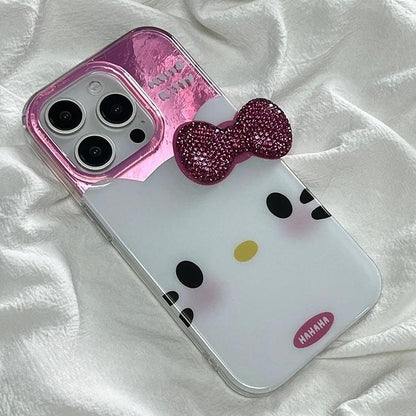 Coque de téléphone chic avec nœud papillon et strass rose