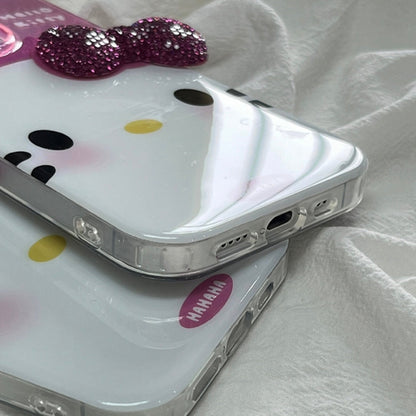 Coque de téléphone chic avec nœud papillon et strass rose